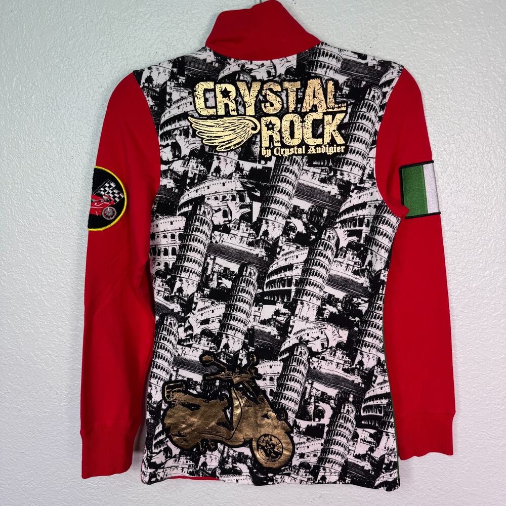 Christian Audigier Y2K Track Jacket Womens Small Italy Flag Crystal Rock NEW - Picture 2 of 16